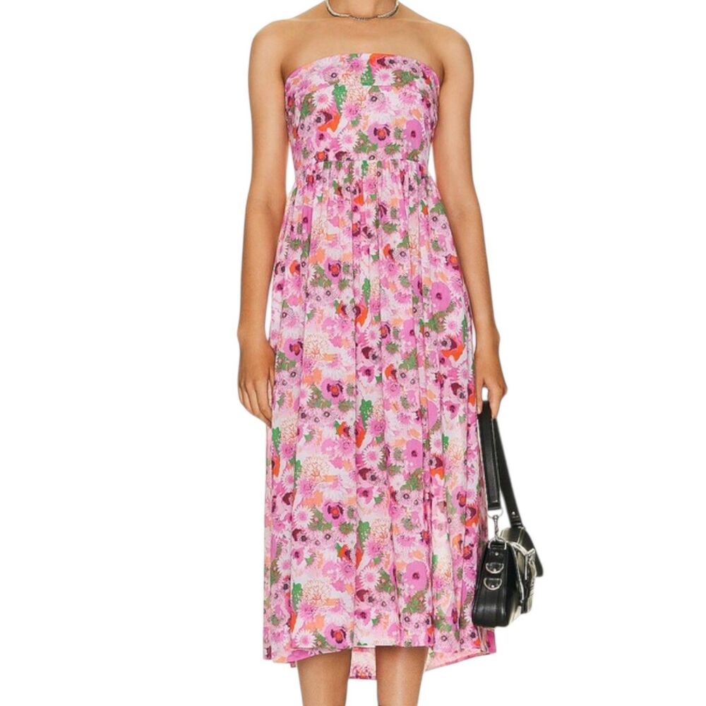 Ganni New Tieband Multifunctional Dress Pink Sugar Plum S M Light Fairy Coquette